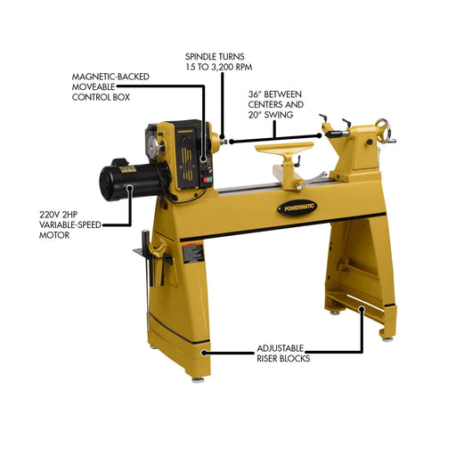 Powermatic 3520C Lathe, 2HP, 1PH, 220V Powermatic