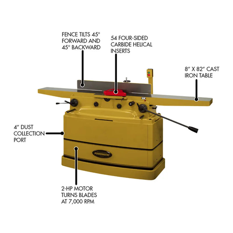 Powermatic PJ822HH 8" Parallelogram Helical Head Jointer Powermatic
