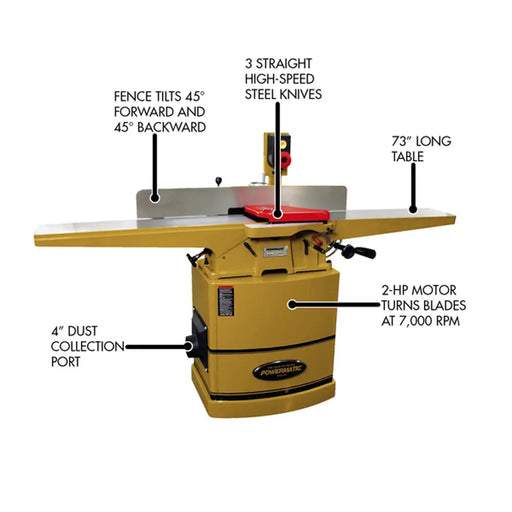 Powermatic 60C 8" Jointer with Straight Knifes Powermatic