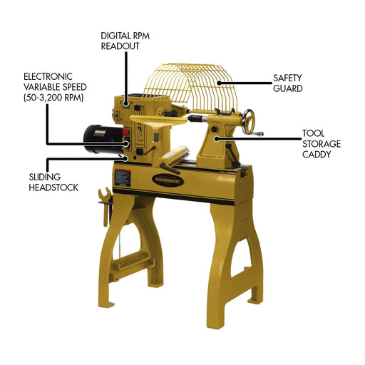 Powermatic 2020B Lathe, 2HP, 1 or 3PH, 220V Powermatic