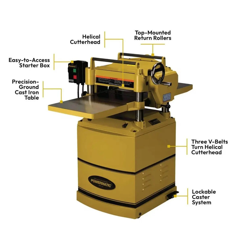 Powermatic PM1-477 15" Planer with Helical Cutterhead 3HP 230V 1PH Powermatic