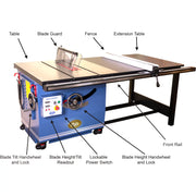 Oliver Machinery 16” 3 Phase 10 HP Professional Heavy-Duty Table Saw with 52” Rails - 4065.003 Oliver Machinery